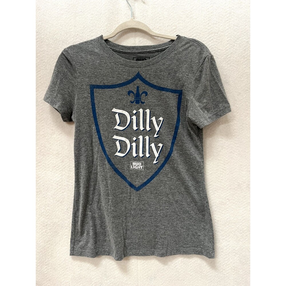 Bud Light Men T-Shirt L Gray Logo Dilly Dilly Shield Short Sleeve Adult Tee